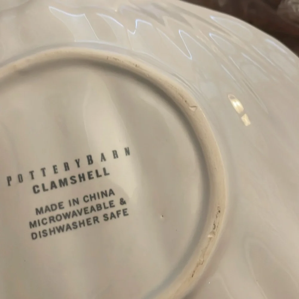 SIX - 8” pottery barn clam shell plates